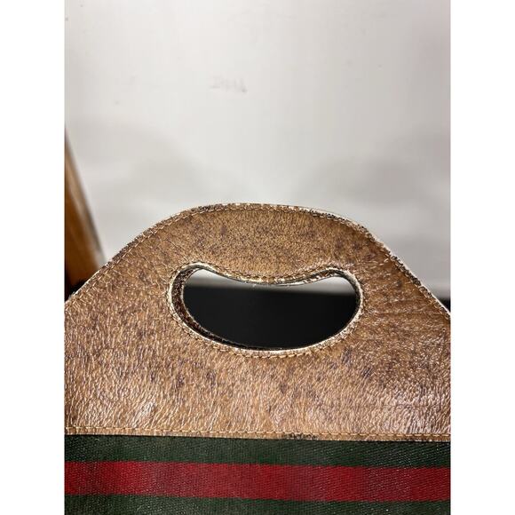 Gucci Vintage Monogram Web Top Handle Bag 1960's Leather Coated Canvas - Picture 14 of 14